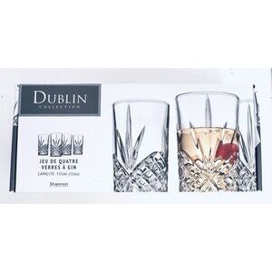 Godinger Dublin Crystal Highball Glasses Set of 4 NIB 12 Oz Barware